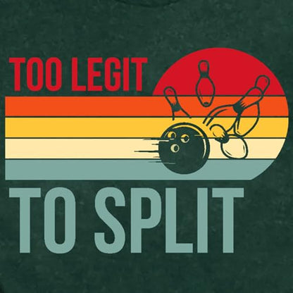 Bowling Shirts for Women Too Legit to Split T-Shirt Retro Sunset Bowler Bowling League Team Tee - color: Green, size: Small