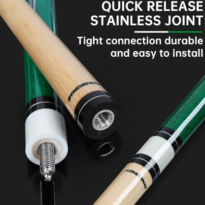 Pool Cues Set of 5/4/1, Pool Sticks for Adults 58 48 Inch 15 18 19 20 21oz Maple Wood Billiards Cue Sticks, for Professional Billiard Players Bars Home Hall Table Sport - color: 1 Piece (19oz Green)