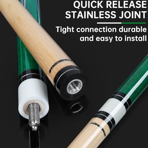 Pool Cues Set of 5/4/1, Pool Sticks for Adults 58 48 Inch 15 18 19 20 21oz Maple Wood Billiards Cue Sticks, for Professional Billiard Players Bars Home Hall Table Sport - color: 1 Piece (19oz Green)