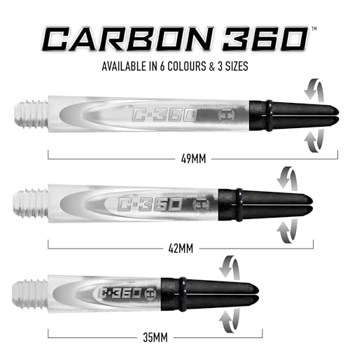 Harrows Darts 3 x Sets of Carbon 360 Dart Stems - 9 Dart Shafts in Total - Available in 3 Sizes - Tough Carbon Composite - color: clear, size: Medium