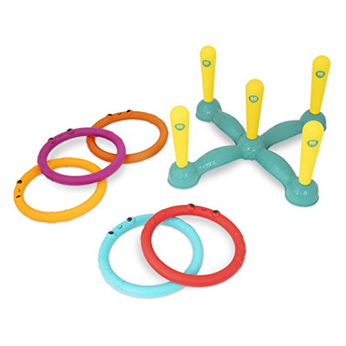 B. toys – Ring Toss Game – Indoor & Outdoor – Sling-a-Ring Toss – 12 Pieces – 5 Pegs & 5 Colorful Rings – for Toddlers, Kids – 3+ Years - style: Ring Toss Game
