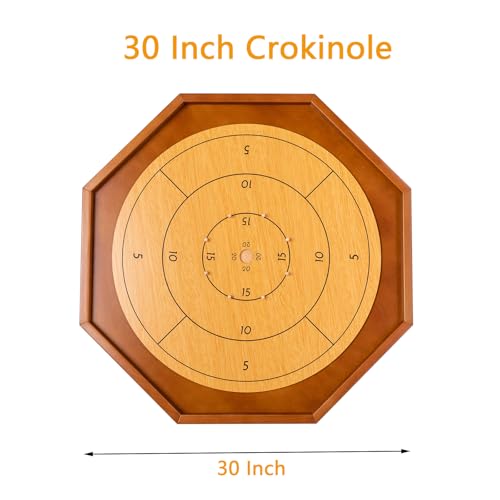 30 Inch Tournament Crokinole Board Game, Official Crokinole & Checkers | 26" Playing Surface, 24 Discs and Bag, Canadian Heritage Tabletop Games, Dexterity Krokinole Games for Families and Friends - style: 30 Inch
