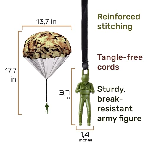NUTTY TOYS Army Parachute Toys for Kids - Tangle Free Outdoor Flying Parachute Men, Best Small Outside Toys for 4 5 6 7 8 9 10 11 12 Year Old, Top Christmas Stocking Stuffers Idea 2026 Unique Boy Gift - style: Arctic