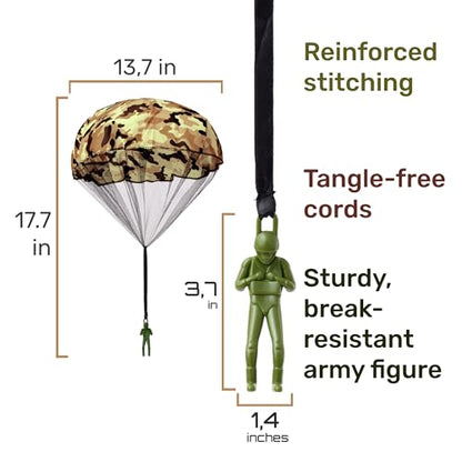 NUTTY TOYS Army Parachute Toys for Kids - Tangle Free Outdoor Flying Parachute Men, Best Small Outside Toys for 4 5 6 7 8 9 10 11 12 Year Old, Top Christmas Stocking Stuffers Idea 2026 Unique Boy Gift - style: Arctic