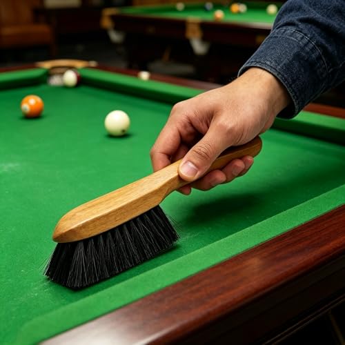 11pices Billiard Table Cleaning Set , including 2 wooden brushes, a cue cleaning cloth, sandpaper for polishing cue tips, a lint roller, a cue tip protector, three-finger gloves and a storage bag