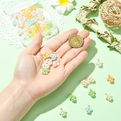 Stiesy Handmade Animal Paw Charms ABS Plastic Imitation Pearl Cute Dog Cat Paw Print Shape Dangle Charms Pendants Bulk for Necklace Bracelet Earring Jewelry Making Supplies DIY Craft 40Pcs 8 Style - color: Paw Print-40pcs