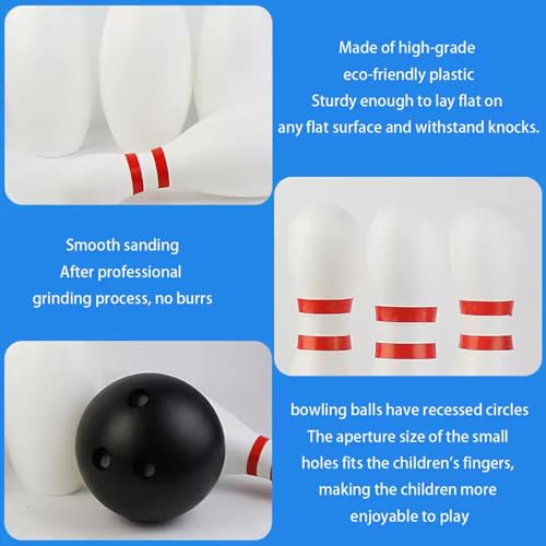 Kids Bowling Set 10 Plastic Pins & 2 Balls Toddler Bowling Set, Indoor Outdoor Activity Play Game Educational Birthday for Boys Girls 5-7, for Kids 2-5