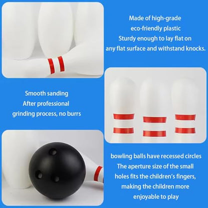 Kids Bowling Set 10 Plastic Pins & 2 Balls Toddler Bowling Set, Indoor Outdoor Activity Play Game Educational Birthday for Boys Girls 5-7, for Kids 2-5