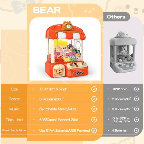 nicknack Large Claw Machine for Kids with Toys Inside,Arcade Size Toys for 3 4 5 6 7 8 Years Old Girls,Mini Prize Toys for Boys,Christmas Birthday Gifts for Kids,Includes Coins & Mini Toys