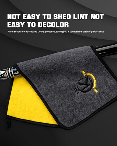 KONLLEN Billiards Billiard cue Towel - 100% Cotton Black 8-Ball Pool Cue Clean Towel Maintenance Accessories Cleaning Set Shaft Wax + Cleaning Powder + - color: Yellow-2 pcs