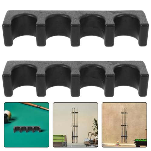Cabilock 3pcs Pool Cue Holder Rack with Adhesive Backing, 4-cue Wall Mounted Billiards Stick Rack for Game Room and Club Cue Storage