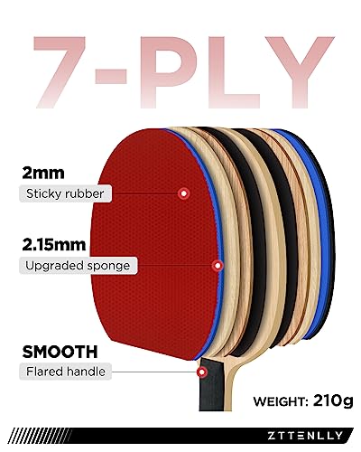 Ping Pong Paddle with Carbon Technology | Performance-Series,7-ply Finest Blade, Expert Speed/Edge/Balance, Thicker Protector Case | Table Tennis Racket for Professional - color: 1-Pack, style: Edge