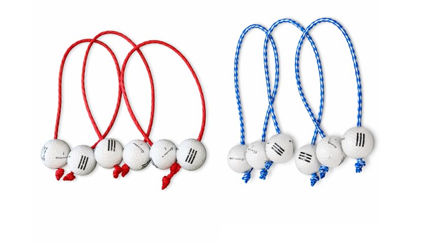 Premium Da Ladder Ball Set, Outdoor Lawn Toss with Real Golf Ball Bolas, PVC Frame, Carrying Bag, Red White and Blue, Made in USA