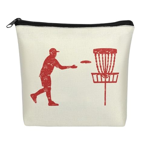 Disc Golf Icon Basket Makeup Bag Travel Cosmetic Organizer Flax Toiletry Purse Make Up Bags