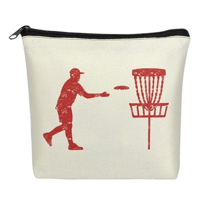 Disc Golf Icon Basket Makeup Bag Travel Cosmetic Organizer Flax Toiletry Purse Make Up Bags