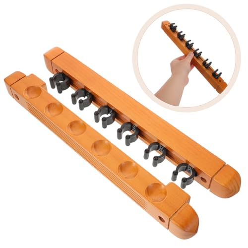 POPETPOP 2pcs Wall-mounted Pool Stick Rack Billiards Storage Easy Install Pool Stick Holder Space-saving Design for Game Rooms - color: Light Yellow