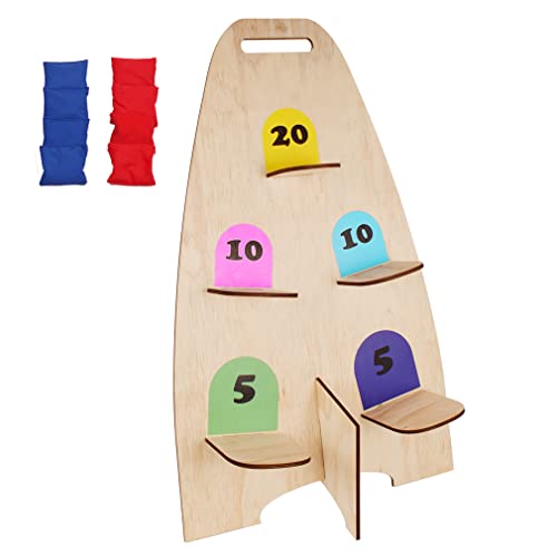 NI-ROU Vertical Cornhole Game with 8pcs Bags Wood Bean Bag Toss Games for Kids and Adults Outdoor & Indoor Use