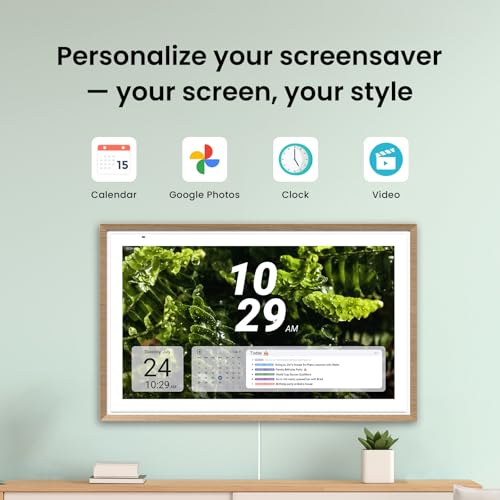 Apolosign 27-inch Digital Calendar & Smart Family Wall Planner, No Subscription, Calendar & Dashboard Dual-Mode System, Shared Touchscreen Display with Calendar Sync, Chore Charts & Family Scheduling Hub, Wall Mount Included (Teak) - color: Teak