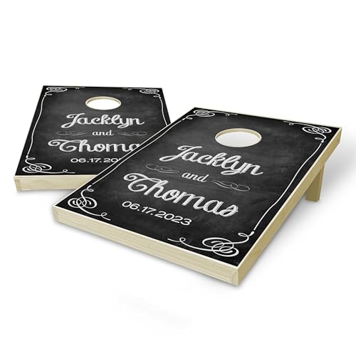 Customized Solid Wood Tailgate Cornhole Set 3 Feet x 2 Feet Includes Set of 8 Bags and Carrying Case with Optional Scorekeeper and Lamination