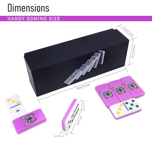 IDTQ Purple Butterfly Dominoes Set - Elegant Double 6 Dominoes with 28 Tiles, Delicate Butterfly Print - Artistic Board Game for Adults & Nature Lovers - color: Purple