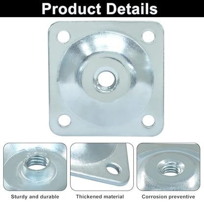 Murtenze 4 Pack Leg Mounting Plates, 5/16"(M8) Mounting T-Plates with Hanger Bolts, Screws Strengthen Furniture Repair for Sofa/Couch/Seat(Silver) - color: Silver