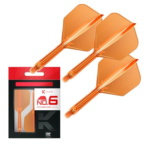 Target Darts K Flex Integrated Dart Flight and Shaft, No.6 | 3-Pack K-Flex - No. 6, Kflex Precision-Molded 2-in-1 Dart Flights and Dart Shaft | Professional Dart Accessories - color: Orange, size: Intermediate (26mm)