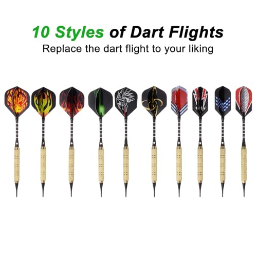 PATIKIL Soft Tip Darts Set Darts Plastic Tip - 12 Pcs 18 Gram with Tip Plastic Darts 100 Extra Dart Tips 42 Dart Flights for Electronic Dartboard