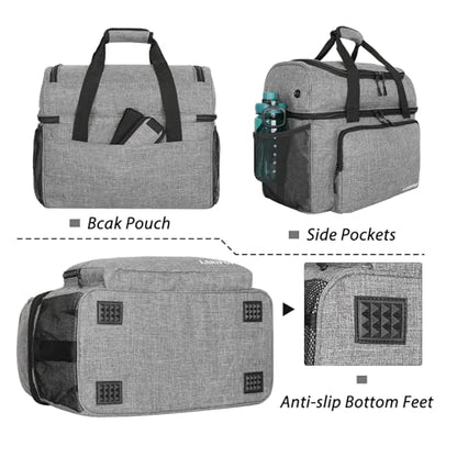 LARIPOP 2 Ball Bowling Bag Double Bowling Ball Carrier with Padded Holder, Shoe Compartment for Men Women Bowling League & Tournament - color: Grey