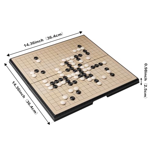 Go Set Magnetic Foldable Portable Travel Game Set go Game Board 19 x19 14.36 inches Suitable for Beginners Professionals Children and Adults it can Also be Used for Teaching