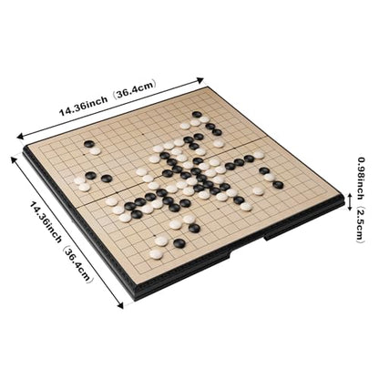 Go Set Magnetic Foldable Portable Travel Game Set go Game Board 19 x19 14.36 inches Suitable for Beginners Professionals Children and Adults it can Also be Used for Teaching
