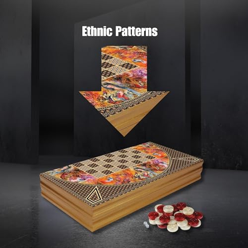 Classical Backgammon Set for Family and Friends with Fine Wooden Board and Magnetic Clothing, an Authentic Turkish Strategical Board Game for Travel, Outdoor or Indoor - Brown