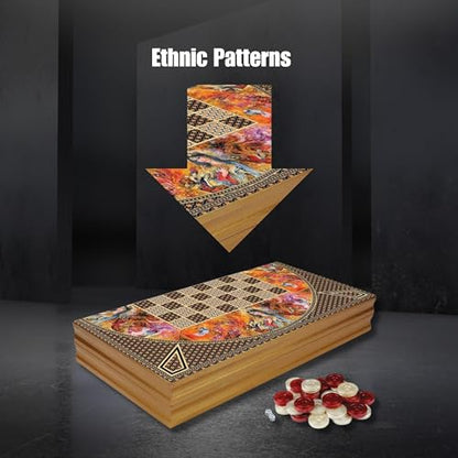 Classical Backgammon Set for Family and Friends with Fine Wooden Board and Magnetic Clothing, an Authentic Turkish Strategical Board Game for Travel, Outdoor or Indoor - Brown