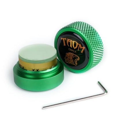 TAOM Pool Chalk Holder Round Shaped Practical Tool Billiards Accessories Magnetic Mini Chalk Tip Case Container Round Box Billiards - color: 5-Green Holder with SOFT Chalk