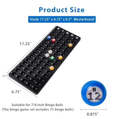 GSE Games & Sports Expert Professional Bingo Master Board & 7/8" Multi-Color Balls, Black Bingo Calling Board for Parties, Large Groups, Family Game Night - style: Multicolor Balls & Black Board