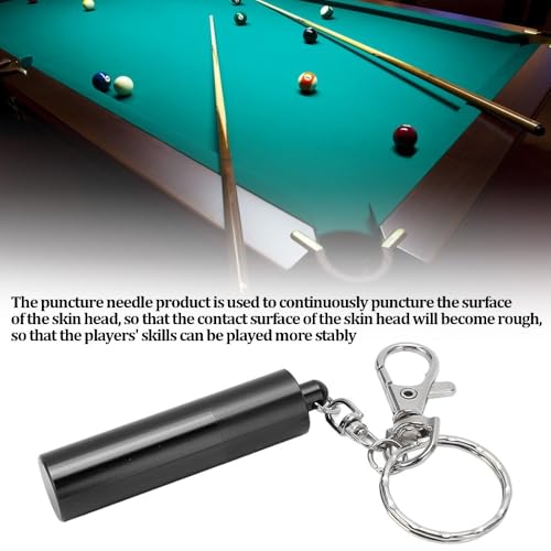 Billiard Cue Tip Tool with Keychain – Billiard Pool Snooker Stick Shaper Cue Tip Pick Pricking Pin Grinding Repair Tool for Snooker Pool Cue Tips - color: Black