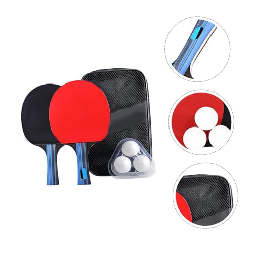 Double-Sided Rubber Table Tennis Paddles Set with Solid Blade and Ergonomic Handles Includes Short Handle Rackets Balls and Storage Bag for Beginner Indoor Outdoor Play