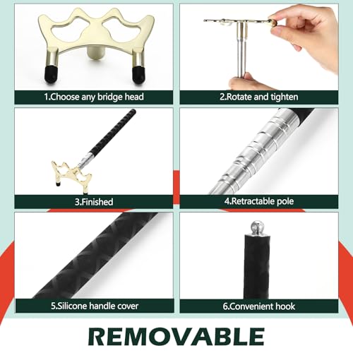 Skylety Pool Cue Snooker Stick Pool Table Accessories Retractable Billiards Cue Rest with Removable Brass Bridge Head - style: Low Bridge Head