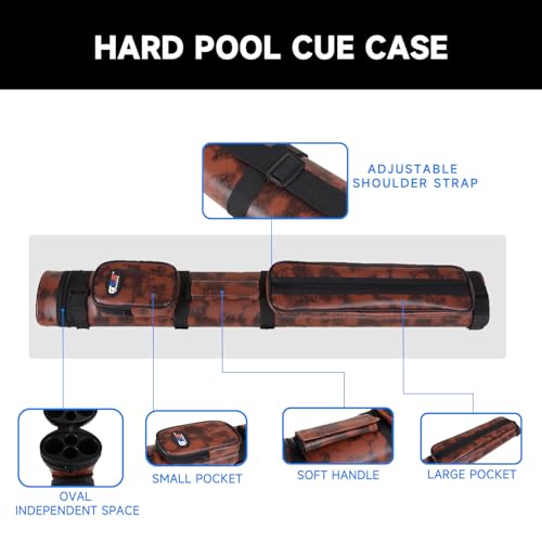 GSE Games & Sports Expert 2x2 Deluxe Hard Billiard Pool Cue Stick Carrying Case, Billiard Cue Case, Billiards Accessories (Several Colors Available) - color: Oval - Brown
