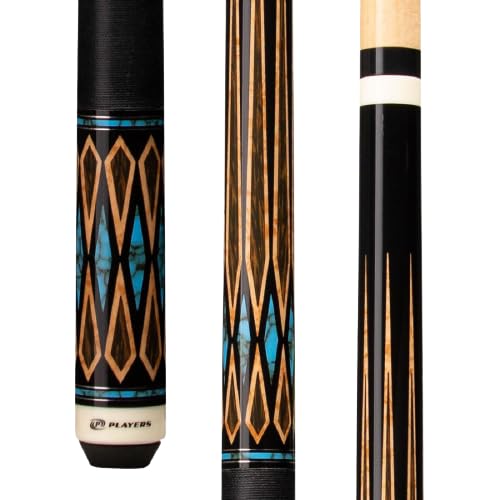 Players E2331 Two-Piece 58 in. Billiards Pool Cue Stick w/Turquoise Overlays