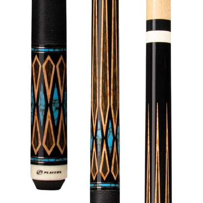 Players E2331 Two-Piece 58 in. Billiards Pool Cue Stick w/Turquoise Overlays