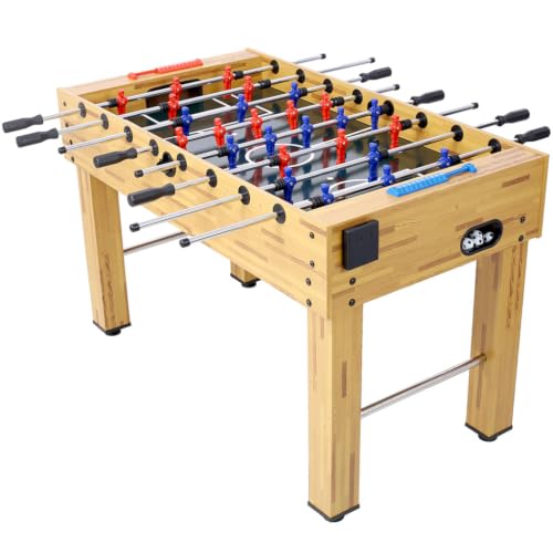 54 Inch Foosball Table for Adults & Family, Full Size Soccer Game Table with Steel Rods, E-Z Spin Bearings, Adjustable Leg Levelers, Ergonomic Handles & Manual Scoring, Brown Wood Finish
