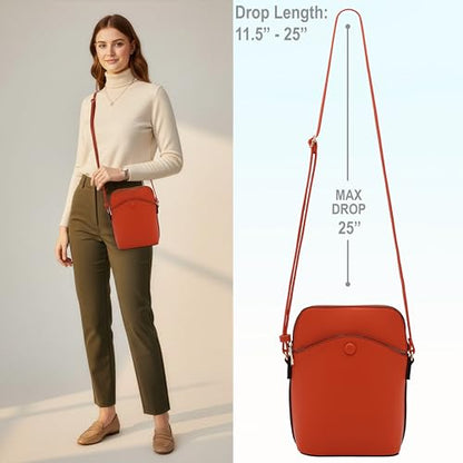 Solene Small Crossbody Bag with Gold Hardware, Mini Shoulder Purse with Adjustable Strap - color: Burnt Orange