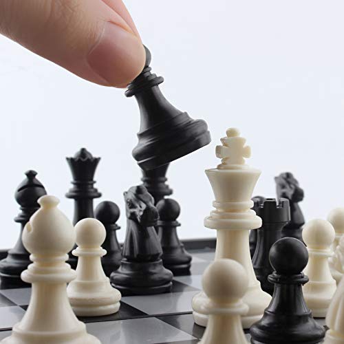 DINOBROS Chess Pieces Only Magnetic Plastic Chessman Set for Replacement of Missing Pieces - Complete Set of 32 Unweighted Game Pawns - style: Chess Pieces