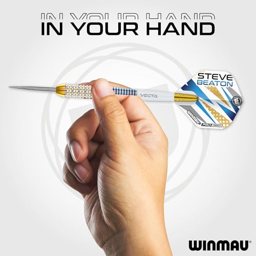 Winmau Steve Beaton Legacy Edition Darts Set - 90% Tungsten Professional Darts with Flights & Shafts (Stems) - Available in Soft Tip 18g and Steel Tip 22g & 24g - style: 24g - Steel Tip