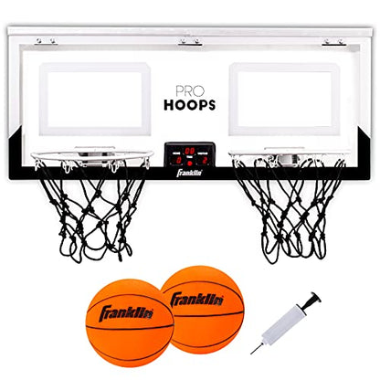 Franklin Sports Over The Door Indoor LED Basketball Hoops-Steel Rim Mini Basket-Includes Ball and Pump-Light Up Backboard - style: Light Up Double Hoops