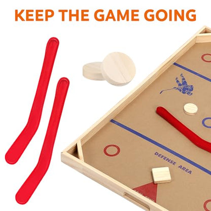Soulchen 2 Sets Replacement Hockey Sticks and Pucks for Classic Wooden Tabletop Games Hockey Game Slap Shot Extra Accessories for Family Adults Kids Children - color: Red