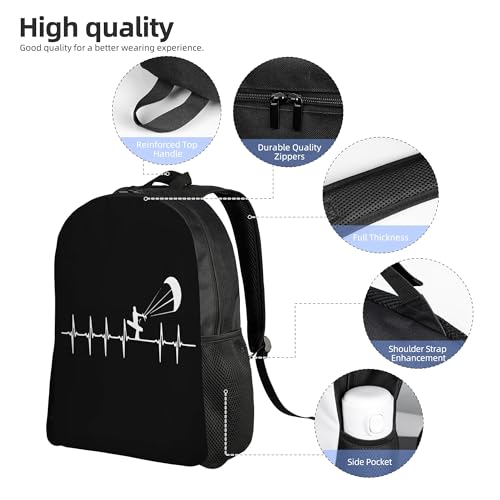 Kitesurfing Heartbeat Backpacks For Men Women Book Bag Travel Hiking Camping Work Lightweight - color: Ye17