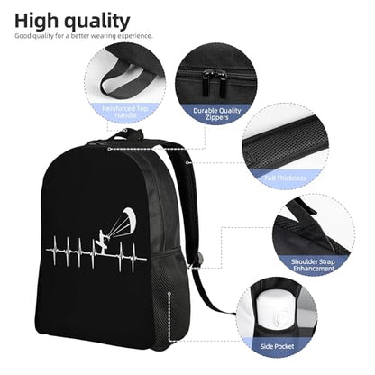 Kitesurfing Heartbeat Backpacks For Men Women Book Bag Travel Hiking Camping Work Lightweight - color: Ye17