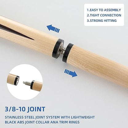 2-Piece Pool Cue Stick – 36″/42″/48″/58″ Wooden Billiard Cues, Standard & Heavy Options, 13mm Tip, Set of 2 or 4 – Beginner & Family Friendly - size: 57" set of 2 20OZ