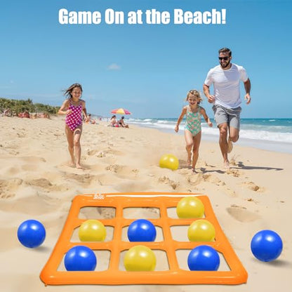 Outdoor Games for Adults and Family, Giant Tic Tac Toe Game with 10 Balls, Outside Toys for Kids Ages 8-12, 2-10 Players, Yard Pool Beach Lawn Camping